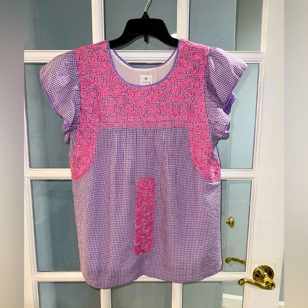 J. Marie Embroidered Pink And Purple Women's Blouse